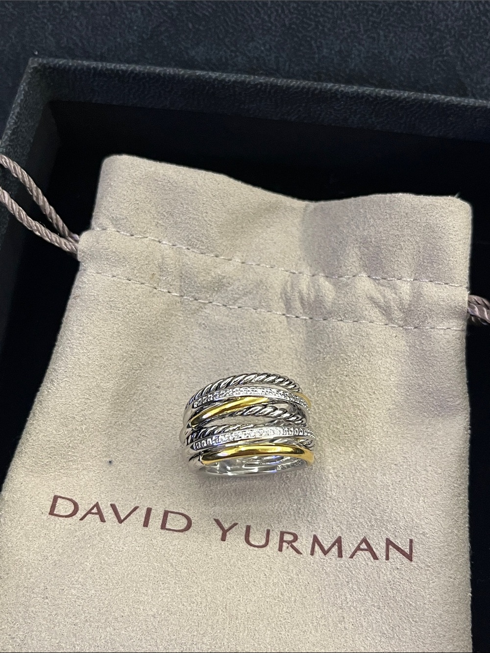 David Yurman Two-Tone Cable Stackable Ring - Silver & Gold❤️